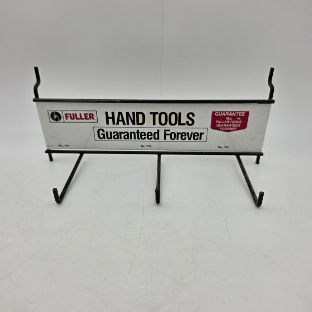 Vintage Fuller Hand Tools Pegboard Display Rack 3 Hook Metal Store Sign USA Made
